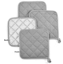 4-Piece Heat Insulation Mat Made of Pure Cotton - Silver Coated - Oil-Repellent - Heat Insulation Mat - Baking Towel - Pot Holder - Kitchen Oven Household Heat-Resistant Anti-Scald Placemat