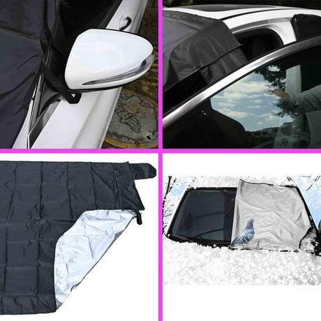 Windshield Cover - 147*90cm Winter Car Windshield Cover - Antifreeze Window Snow Cover - Car Anti-Ice and Antifreeze Snow - Black