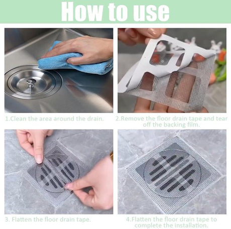 100-Piece Shower Drain Filter - Sticky Hair Shower Filter - Sink Filter, Bathtub, Bathroom & Kitchen Shower Drain Filter Sticker - 10cm - Gray