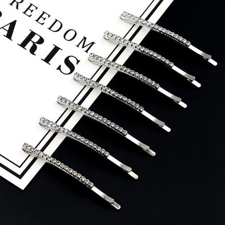 Sparkling Silver Hair Clips with Rhinestones (20 pcs) - Metal Hair Clips - Decorative - Hair Accessories for Women, Girls & Ballerinas - Party & Daily Hair Accessories