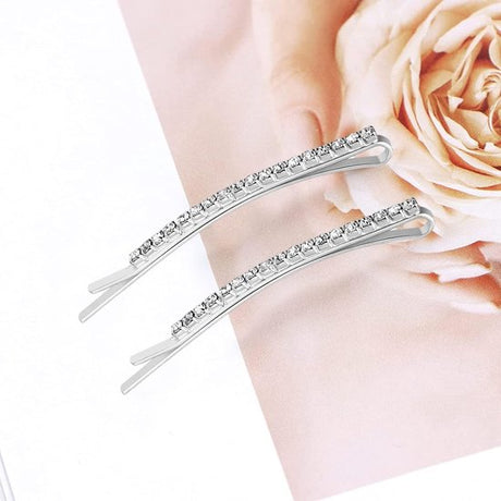 Sparkling Silver Hair Clips with Rhinestones (20 pcs) - Metal Hair Clips - Decorative - Hair Accessories for Women, Girls & Ballerinas - Party & Daily Hair Accessories