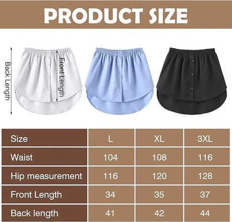 Three-Piece Extended Set - Women - Adjustable Layered Top - Midi Skirt - Layered Bra - Black, White and Blue (Size XL)