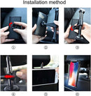 Smartphone holder - Multifunctional car phone holder with clip - Adjustable phone holder - Telescopic phone holder - Car phone holder for headrest, Car tablet holder for back seat - Black