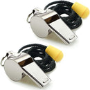 Whistle - 2-piece - Stainless steel sports whistle with lanyard - High volume whistle for survival and rescue - Suitable for coaches, referees and match officials