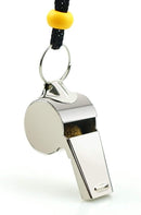 Whistle - 2-piece - Stainless steel sports whistle with lanyard - High volume whistle for survival and rescue - Suitable for coaches, referees and match officials