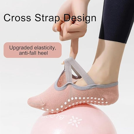 Yoga socks (2 pairs) - Non-slip socks - Women's non-slip yoga socks - Sizes 35-41 - Women's Pilates socks, non-slip - Fitness non-slip - Suitable for Pilates, Dance, Fitness