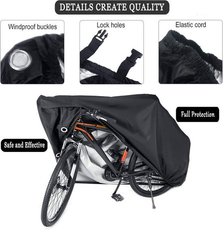 Bicycle cover - Waterproof bicycle cover for one bicycle - Waterproof bicycle cover - 200 x 110 x 70 cm - Bicycle cover with lock hole - Rainproof, dustproof, sun-resistant and water-resistant sunshade, suitable for mountain bikes and racing bikes.