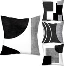 Pillowcase - 4-pack - Pillowcases with abstract geometric pattern - 45x45 cm - Pillowcases with zipper - Black and white pillowcases (pillow insert not included)