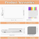 Drawing board - Colored LED whiteboard - Illuminated acrylic whiteboard - Illuminated memo board stand - Glass panel with LED lights and 7 pens - For school and home use respectively - 30x20cm