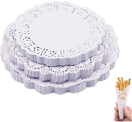 Baking Paper - 300 Sheets - Round Lace Paper - Plate Liner - Oil Absorbing Paper - Kitchen & Household - Baked Fried Foods, Pastry, Cake, Square, Oval, Pattern, Base Paper