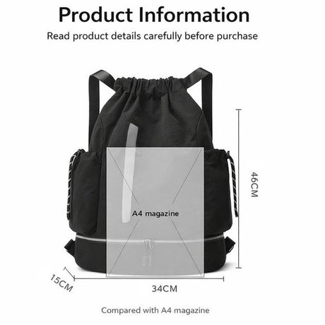 Drawstring Backpack - Waterproof Sports Bag - Lightweight Sports Backpack - With Shoe Compartment - Unisex - Suitable for Basketball, Football, Swimming and Travel - Vegetable