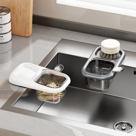 Sink Strainer & Drip Rack - With Suction Cup & Removable Strainer Tray - For Vegetables & Food Waste - Red