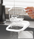 Sink Strainer & Drip Rack - With Suction Cup & Removable Strainer Tray - For Vegetables & Food Waste - Red
