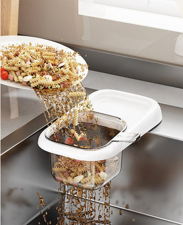 Sink Strainer & Drip Rack - With Suction Cup & Removable Strainer Tray - For Vegetables & Food Waste - Red