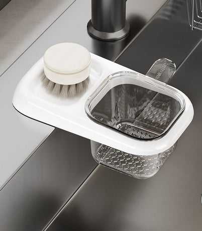 Sink Strainer & Drip Rack - With Suction Cup & Removable Strainer Tray - For Vegetables & Food Leftovers - White