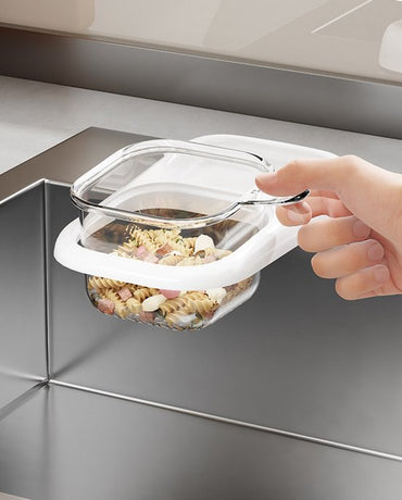 Sink Strainer & Drip Rack - With Suction Cup & Removable Strainer Tray - For Vegetables & Food Leftovers - Beige