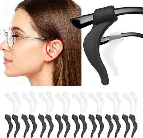 Earplugs for glasses - 32 pieces - Silicone earhooks - Behind-the-ear glasses clips - Non-slip, drop-resistant silicone earhooks for glasses, sunglasses and reading glasses