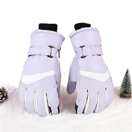 Gloves - Winter ski gloves - Warm gloves - Non-slip, thickened - Waterproof - Suitable for cold weather - Cycling gloves - Size S/M - Purple