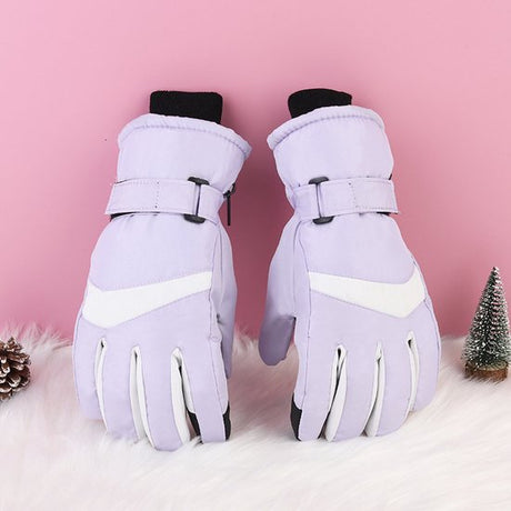 Gloves - Winter ski gloves - Warm gloves - Non-slip, thickened - Waterproof - Suitable for cold weather - Cycling gloves - Size S/M - Purple