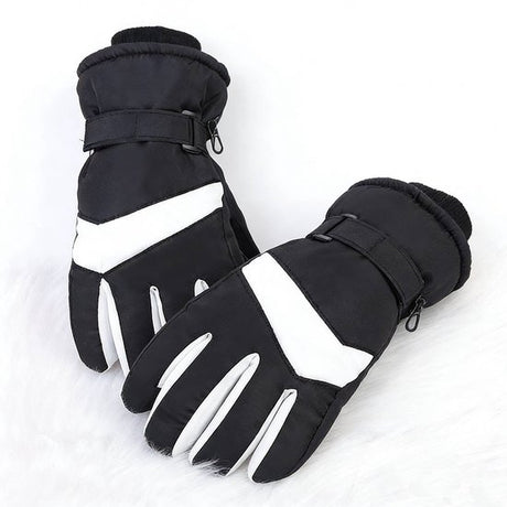 Gloves - Winter ski gloves - Warm gloves - Non-slip, thickened - Waterproof - Suitable for cold weather - Cycling gloves - Sizes S/M - Black and white