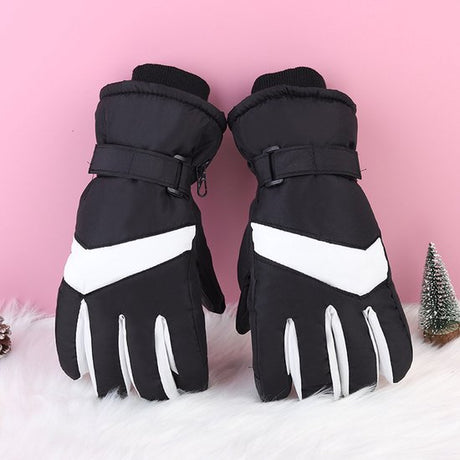 Gloves - Winter ski gloves - Warm gloves - Non-slip, thickened - Waterproof - Suitable for cold weather - Cycling gloves - Sizes S/M - Black and white