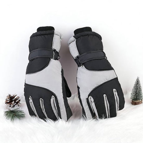 Gloves - Winter ski gloves - Warm gloves - Non-slip, thickened - Waterproof - Suitable for cold weather - Cycling gloves - Sizes S/M - Black/Gray