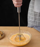 Egg Beater - Stainless Steel Egg Beater - Rotary Push Mixer (Semi-Automatic) - Kitchen Utensils - Egg Beater - Mini Mixer - Cookware