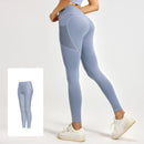 Slim Fit Sports Pants - High Waist Yoga Pants with Side Pockets - Soft and Stretchy Blended Fabric, Breathable and Comfortable - Skinny Fit with Elastic Waist - Suitable for Yoga, Fitness, Walking and Daily Use (Light Blue, Size XL)