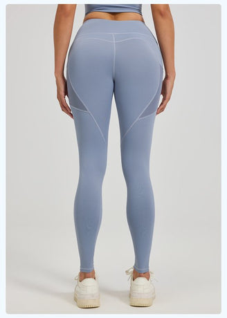 Slim Fit Sports Pants - High Waist Yoga Pants with Side Pockets - Soft and Stretchy Blended Fabric, Breathable and Comfortable - Skinny Fit with Elastic Waist - Suitable for Yoga, Fitness, Walking and Daily Use (Light Blue, Size XXXL)