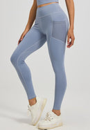 Slim Fit Sports Pants - High Waist Yoga Pants with Side Pockets - Soft and Stretchy Blended Fabric, Breathable and Comfortable - Skinny Fit with Elastic Waist - Suitable for Yoga, Fitness, Walking and Daily Use (Light Blue, Size XXXL)