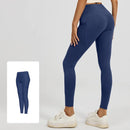 Slim Fit Sports Pants - High Waist Yoga Pants with Side Pockets - Soft and Stretchy Blended Fabric, Breathable and Comfortable - Skinny Fit with Elastic Waist - Suitable for Yoga, Fitness, Walking and Daily Use (Dark Blue, Size L)