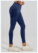 Slim Fit Sports Pants - High Waist Yoga Pants with Side Pockets - Soft and Stretchy Blended Fabric, Breathable and Comfortable - Skinny Fit with Elastic Waist - Suitable for Yoga, Fitness, Walking and Daily Use (Dark Blue, Size XXL)