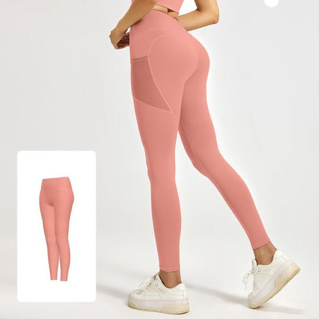 Slim Fit Sports Pants - High Waist Yoga Pants with Side Pockets - Soft and Stretchy Blended Fabric, Breathable and Comfortable - Skinny Fit with Elastic Waist - Suitable for Yoga, Fitness, Walking and Daily Use (Light Pink, Size L)