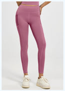 Slim Fit Sports Pants - High Waist Yoga Pants with Side Pockets - Soft and Stretchy Blended Fabric, Breathable and Comfortable - Skinny Fit with Elastic Waist - Suitable for Yoga, Fitness, Walking and Daily Use (Dark Pink, Size XXL)