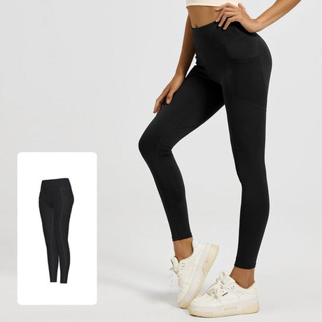 Slim Fit Sports Pants - High Rise Yoga Pants with Side Pockets - Soft and Stretchy Blended Fabric, Breathable and Comfortable - Skinny Fit with Elastic Waist - Suitable for Yoga, Fitness, Walking and Daily Use (Black, Size XL)