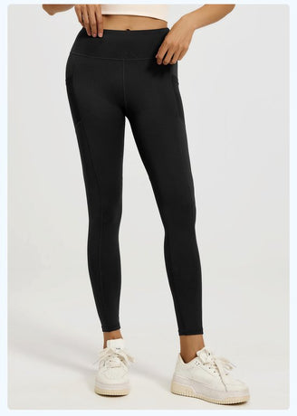 Slim Fit Sports Pants - High Rise Yoga Pants with Side Pockets - Soft and Stretchy Blended Fabric, Breathable and Comfortable - Skinny Fit with Elastic Waist - Suitable for Yoga, Fitness, Walking and Daily Use (Black, Size XL)