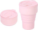 Collapsible Silicone Camping Mug – 385ml – Travel and Drinking Mug with Lid, Dishwasher Safe – Ideal for Camping, Hiking and Office (Pink)