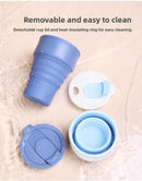 Collapsible Silicone Camping Mug – 385ml – Travel and Drinking Mug with Lid, Dishwasher Safe – Ideal for Camping, Hiking and Office (Pink)