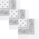 3-Piece Headscarf Set (Square) - Retro Black & White Pattern Headscarf Scarf for Daily Styling, Hairband & Decoration