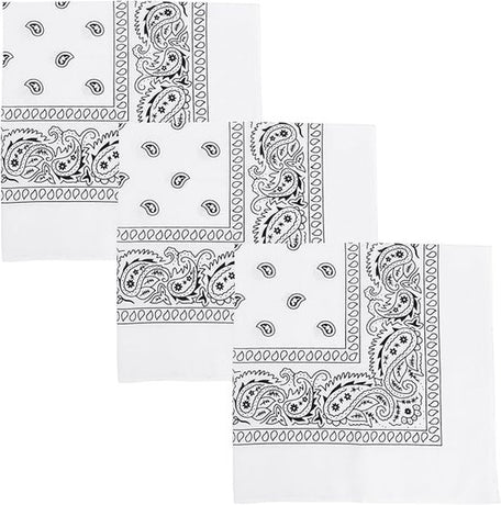 3-Piece Headscarf Set (Square) - Retro Black & White Pattern Headscarf Scarf for Daily Styling, Hairband & Decoration