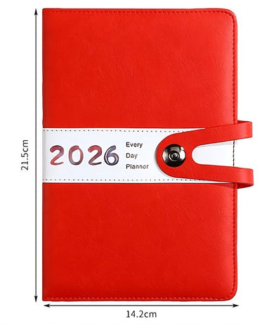 Agenda 2026 Adults - Planner - Journal - Organizer - Business - Texture - PU Material - A5 Format - Red