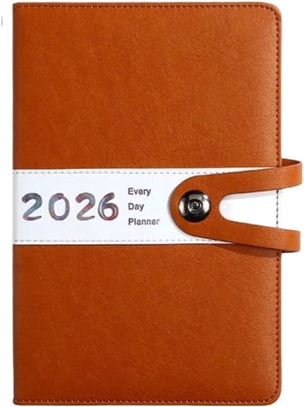 Agenda 2026 adults - Planner - Journal - Organizer - Business - Texture - PU material - A5 format - Brown