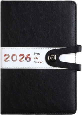 Agenda 2026 Adults - Planner - Journal - Organizer - Business - Texture - PU Material - A5 Format - Black