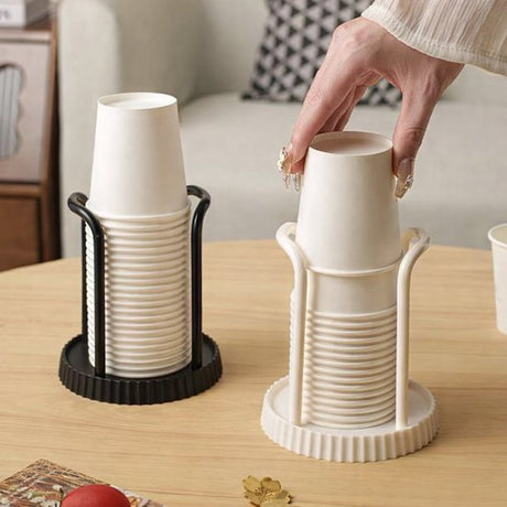 Disposable cup holder for paper cups - practical cup holder - paper cup dispenser for the desk - cup dispenser - Multifunctional paper cup holder - set of two (black, white)