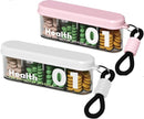 Medicine Box - Four-Compartment Pill Box - Compact and Portable Travel Pill Box - Only 11.5cm, Perfect for Storing Daily Vitamins, Supplements, and Pills - Set of 2 (Light Pink, White)