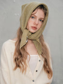 Triangular Knitted Scarf - Soft Acrylic Fabric - As a Scarf, Shawl or Blanket - In Solid Colors - Orange