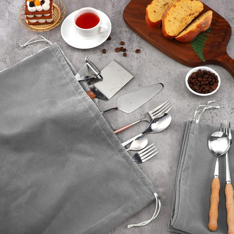 6 Silver Storage Bags – Fabric Protective Bags for Jewelry, Silverware, and Cutlery – Reusable (Dark Gray, 40 x 50 cm)