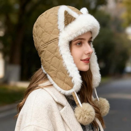 Fleece winter hat - Warm hat with thickened ear flaps - Soft, comfortable and frost-resistant - Stylish winter accessory - Color: Black