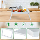 Folding table - Multifunctional folding table for home - Folding bamboo bedside table - Can be used as a dining table, TV table, laptop table, snack table, sofa table or work table - White