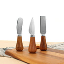 Cheese Knives Set – Portable for Picnic, 4.9 Inches with Wooden Handle, Silver, Set of 6